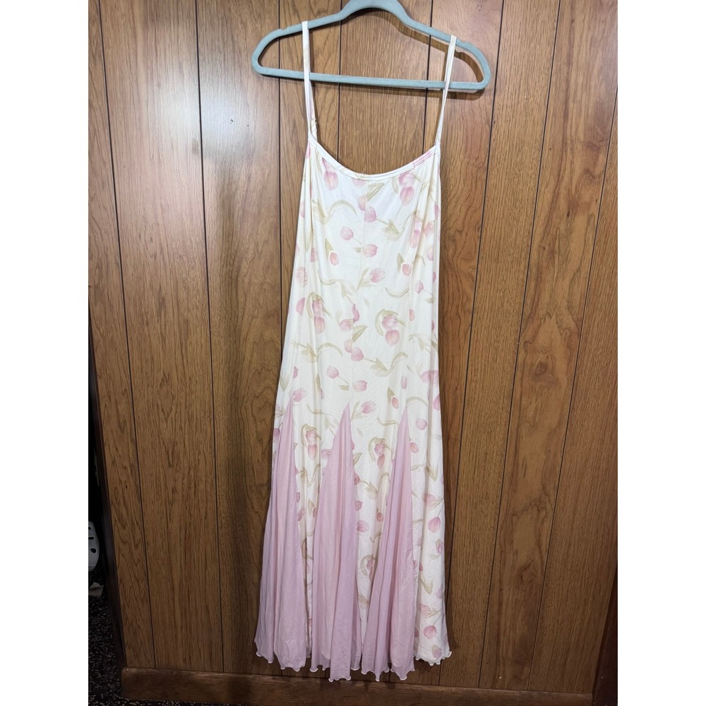 Shein Curve Pink Floral Tulip Maxi Dress 4XL Spaghetti Strap Handkerchief Hem